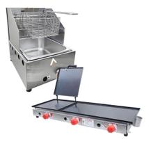 Kit Lanchonete Chapa 90cm com Prensa e Fritadeira Profissional 1 Cuba Alcamar Kit Lanchonete Chapa 90cm com Prensa e Fritadeira Profissional 1 Cuba Alcamar
