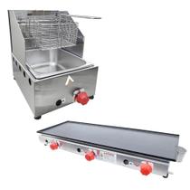 Kit Lanchonete Chapa 90cm e Fritadeira Profissional 1 Cuba Alcamar Kit Lanchonete Chapa 90cm e Fritadeira Profissional 1 Cuba Alcamar