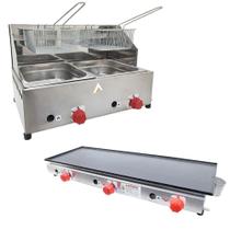 Kit Lanchonete Chapa 90cm e Fritadeira Profissional 2 Cubas Alcamar Kit Lanchonete Chapa 90cm e Fritadeira Profissional 2 Cubas Alcamar