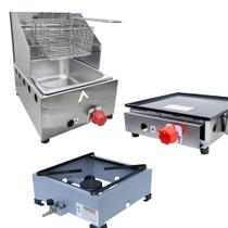 Kit Lanchonete Fogão Portátil 1 Boca + Chapa 30cm e Fritadeira Profissional 1 Cuba Alcamar Kit Lanchonete Fogão Portátil 1 Boca + Chapa 30cm e Fritadeira Profissional 1 Cuba Alcamar