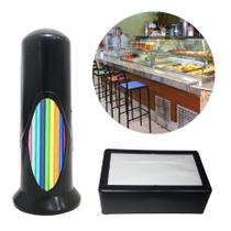 Kit Lanchonete Suporte Para Canudo + Guardanapo Branco