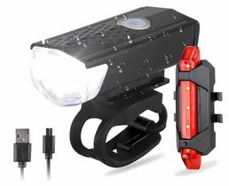 Kit Lanterna Bike Farol Luz Led Bicicleta Usb Recarregável Kit Lanterna Bike Farol Luz Led Bicicleta Usb Recarregável