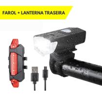 Kit Lanterna Bike + Luz Traseira Recarregável À Prova D'Água