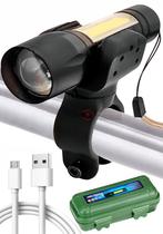 Kit Lanterna Bike Recarregável USB, Farol para Bicicleta 100000 Lumens 98000W + Cabo USB + Suporte Universal - PlayShop Eletronicos