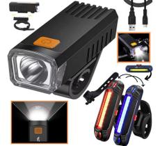 Kit Lanterna E Farol A Prova D'Água Bicicleta Luz Ultra Led