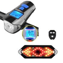Kit Lanterna Frontal com Velocímetro + Sinalizador Traseiro Com Seta Acessórios de Bicicleta Ciclismo