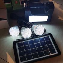 Kit Lanterna Placa Solar Carregador Portatil Energia Emergência Painel Lampadas Acampamento Camping