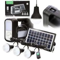 Kit Lanterna Placa Solar Carregador Portatil Energia Emergência Painel Lampadas Acampamento Camping