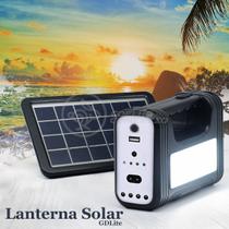 Kit Lanterna Placa Solar Carregador Portatil Energia Emergência Painel Lampadas Acampamento Camping