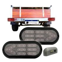 Kit Lanterna Traseira Carretinha Leds Cristal + Luz De Placa
