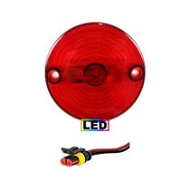 KIT Lanterna Vigia Ônibus 70mm LED BIVOLT Vermelho +Conector