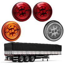 Kit Lanternas LED Traseiras Carreta Metalizadas 125mm 4 unid