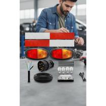 Kit Lanternas Reboque Carretinha Engate Completo Amarelo