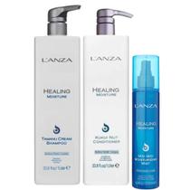 Kit LAnza Healing Moisture Shampoo 1L, Cond 1L e Leave-in