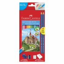 Kit Lápis 12 Cor 2 Grafite Apontador Borracha Faber Castell