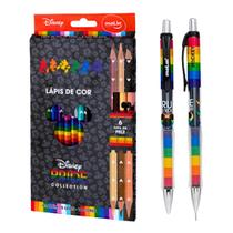 Kit Lapis de 18 cores com Lapiseira 0,7 Mickey Pride Collection Escolar Material