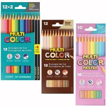 Kit Lápis De Cor 12 Cores 2 Grafites 12 Tons Pele 10 Tons Pastéis Multicolor FaberCastell