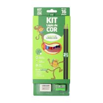 Kit Lápis De Cor 12 Cores C/2 Lápis Hb/Borracha/Apontador