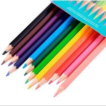 Kit lápis de COR 12 cores com apontador e borracha resistente - Filó Modas