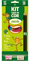 Kit Lápis De Cor 12 Cores Eco + 2 Hb Preto + 1 Apontador + 1 Borracha Leonora Kit Lápis De Cor 12 Cores Eco + 2 Hb Preto + 1 Apontador + 1 Borracha Leonora