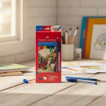 Kit Lápis De Cor 12 Cores Faber Castell 16 Itens Hexagonal