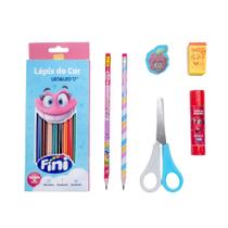 Kit Lápis De Cor 12 Cores + Itens Fini Leo&Leo