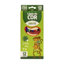Kit Lápis de Cor 12 Cores Sextavado Flex Ecológico LEO&LEO 4220 material escolar atacado