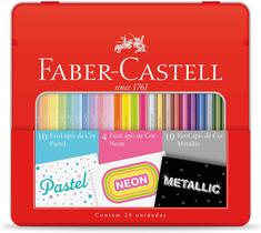 kit lápis de cor 24 cores pastel/Neon/Metálico - Faber-Castell