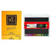Kit lápis de cor 50 cores Supersoft + Papel Bristol 50 fls A4 canson Kit lápis de cor 50 cores Supersoft + Papel Bristol 50 fls A4 canson