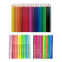 Kit Lápis de Cor C/ 24 Canetinhas Hidrofráficas Plus E Pastel P/ Colorir Desenho - Skypaper