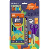Kit Lapis De Cor Com 12 Cores Dino Blister 7 Itens