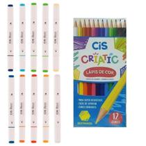 Kit Lápis de Cor Criatic + 10 Marcadores Flow 2 Pontas Cis