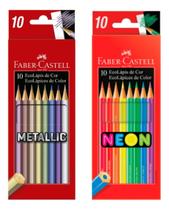 Kit Lápis De Cor Faber Castell 10 Metallic + Neon 10 Cores