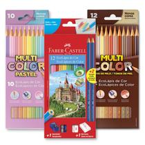 Kit lápis de cor Faber-Castell 12 cores + tons de pele com 12 cores + tons pasteis com 10 cores Kit lápis de cor Faber-Castell 12 cores + tons de pele com 12 cores + tons pasteis com 10 cores