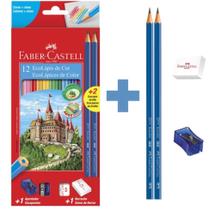 Kit Lápis de Cor Faber Castell + Borracha + Apontador + 2 Ecolapis Grafite(12 cores)