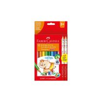 Kit Lápis de Cor Faber Castell Triangular Jumbo 12 Unidades e 2 Lápis Jumbo