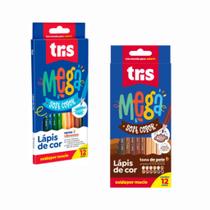 Kit Lapis de Cor Mega Soft Color + Lapis de Cor Tons da Pele mega Soft 12 cores -Tris