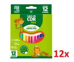 Kit Lapis De Cor Mini 12 Cores Leo E Leo - 12 Caixas Atacado