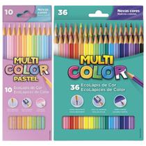 Kit lápis de cor Multi Color EcoLápis com 36 cores + 10 cores tons pastel