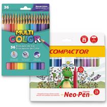 Kit Lápis de cor Multi Color EcoLápis com 36 cores + 24 canetinhas gigante Compactor