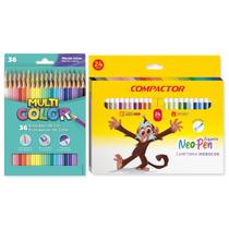 Kit Lápis de cor Multi Color EcoLápis com 36 cores + 24 canetinhas gigante Compactor