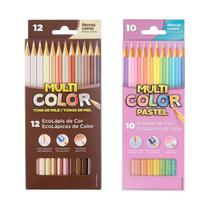 Kit Lápis de Cor Multicolor Pastel + Multicolor Tons de Pele