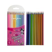 Kit Lápis de Cor Pastel E Neon C/ 24Un P/ ra Desenho Pintura Escolar Artístico - Skypaper