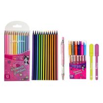 Kit Lápis de Cor Rebecca Bonbon Pastel Neon C/ Marca Texto + 6 Canetas Gel E Lapiseira - Skypaper Kit Lápis de Cor Rebecca Bonbon Pastel Neon C/ Marca Texto + 6 Canetas Gel E Lapiseira - Skypaper