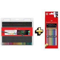 Kit Lápis de Cor Supersoft 50 Cores + Lápis de Cor Metallic 10 Cores Faber-Castell