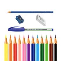 Kit Lápis De Cor Triangular 12 Cores Faber Castell 16 Itens Formato Hexagonal Kit Lápis De Cor Triangular 12 Cores Faber Castell 16 Itens Formato Hexagonal