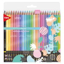 Kit Lápis de Cor Vibes Pastel com 25 Cores + 1 Lápis Graduado 6B Tris 607719