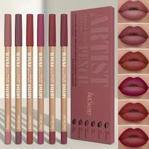KIT Lápis Delineador Labial Fosco com 6 peças de longa duração Rosa
