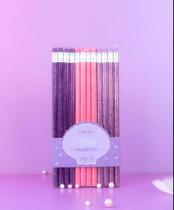 Kit Lápis Escrever HB 12 Unidades Glitter Little Tree 111229-E