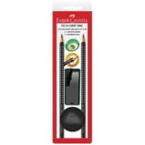 Kit Lápis grafite 2 EcoLápis n2 preto, com Apontador e Borracha redonda Faber Castell
